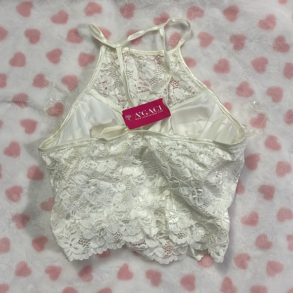 White Halter Neck Crop Top - Picture 3 of 3